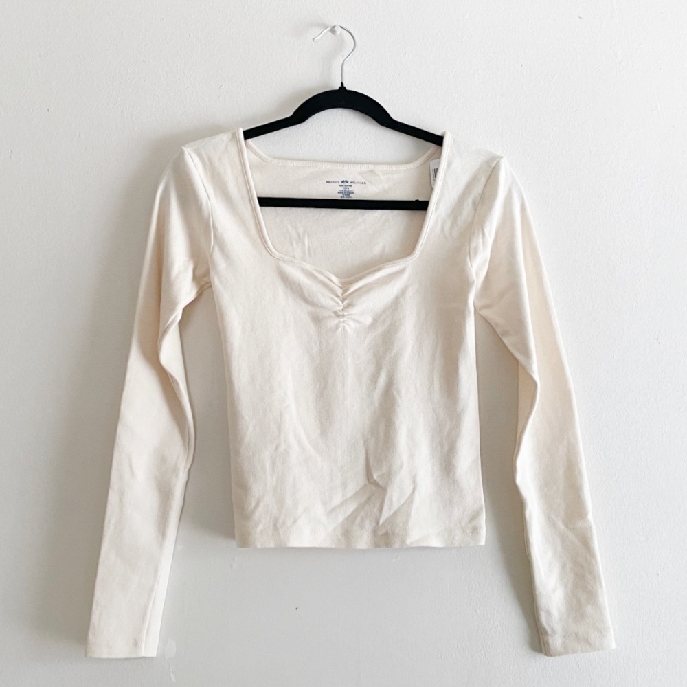brandy melville creme mabel long sleeve top